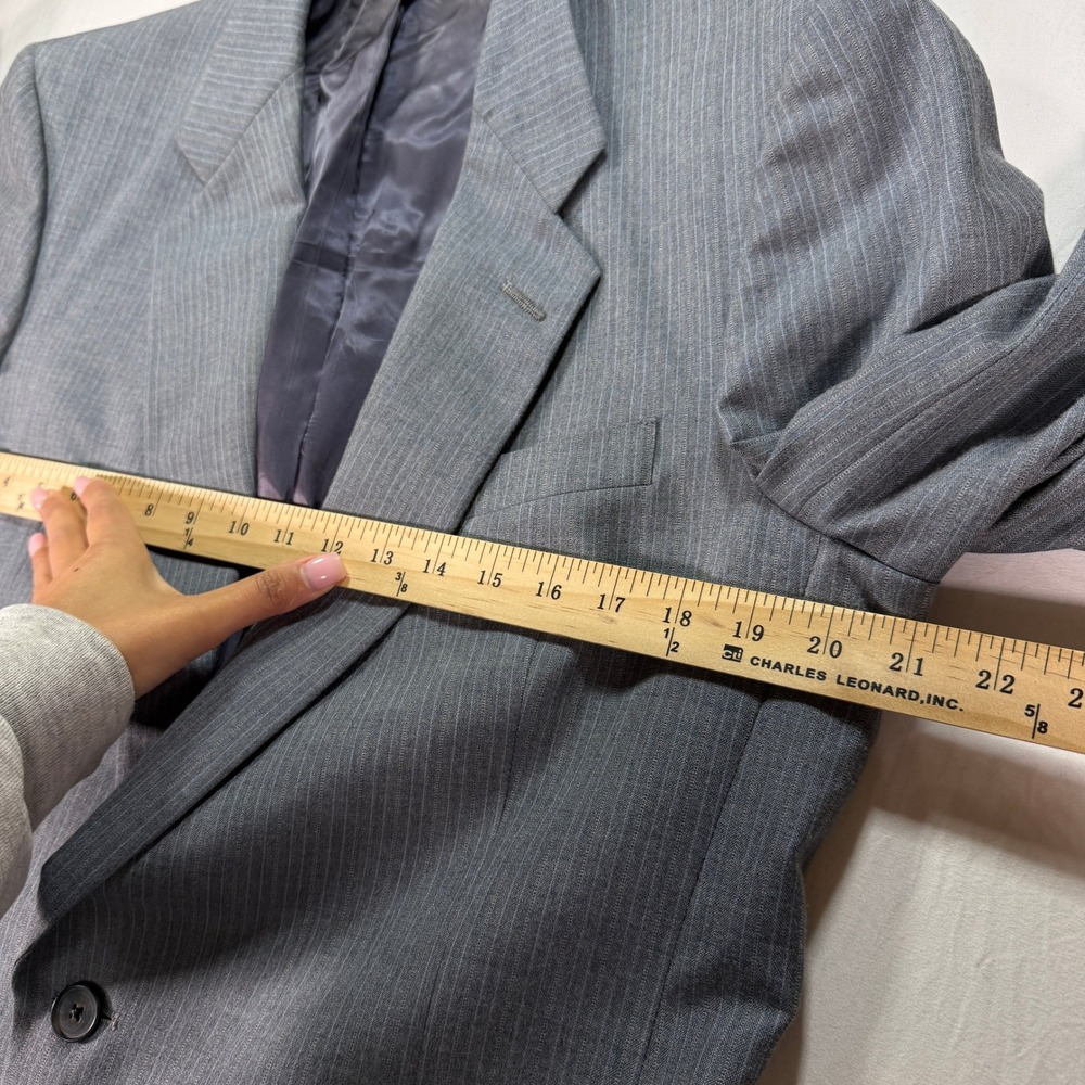 Vintage Christian Dior Monsieur Pinstripe Blazer Men Gray Two Button Suit Jacket - Picture 8 of 11